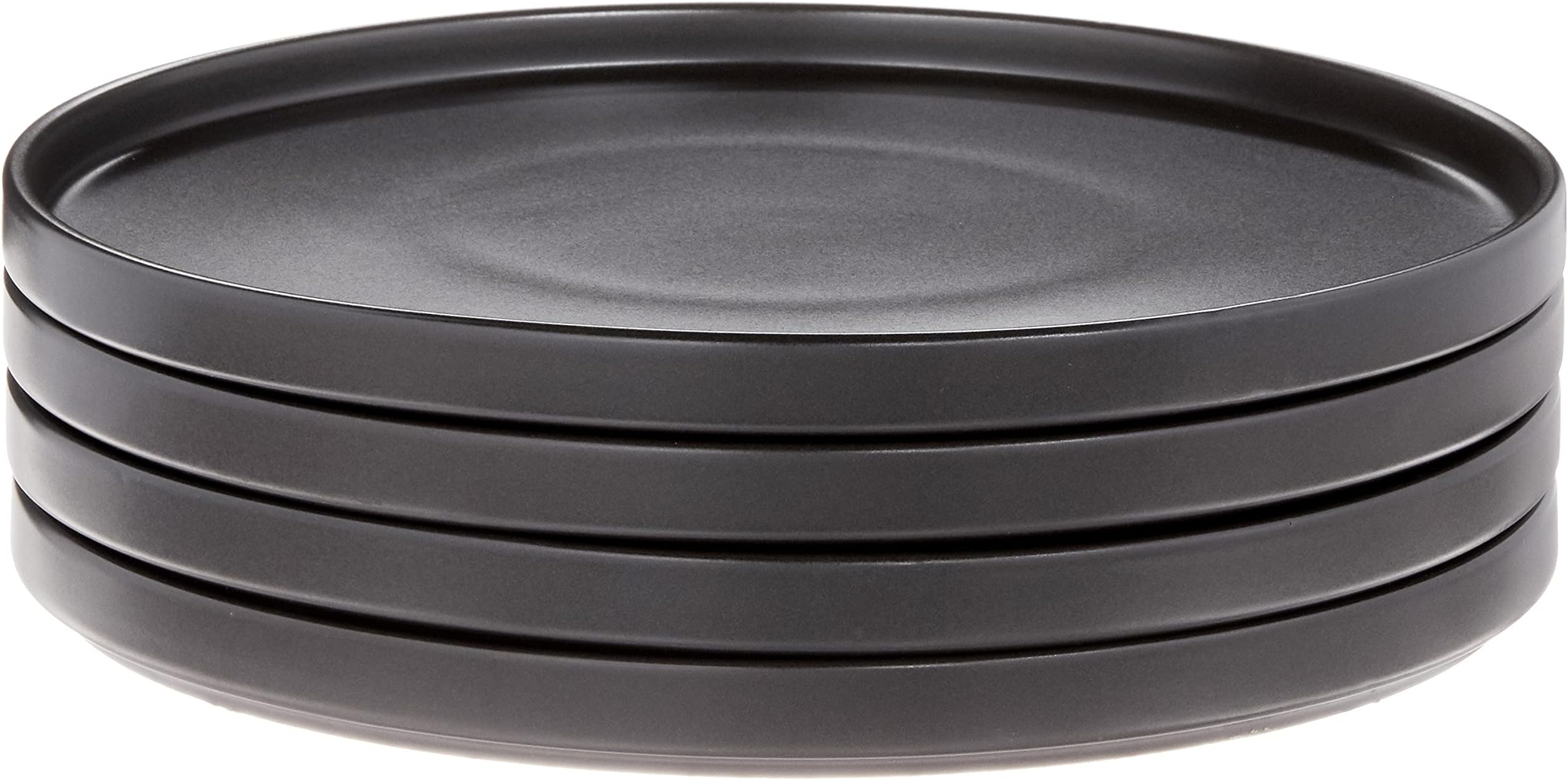 Coupe - Celina Stoneware Round Dinner Plates Set, 4-Piece, Black Matte