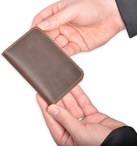 Vista 5 de Cartera delgada de cuero para hombre cartera minimalista con bolsillo frontal cartera para tarjetas de crédito Rojo Minimalista