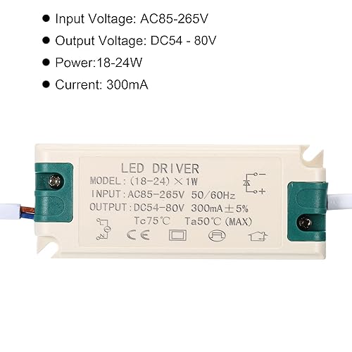 Miniatura 9 de PATIKIL Controlador LED de 18-24W 300mA, paquete de 2 salidas de CA 85-265V 54-80V DC Conector macho de corriente constante transformador