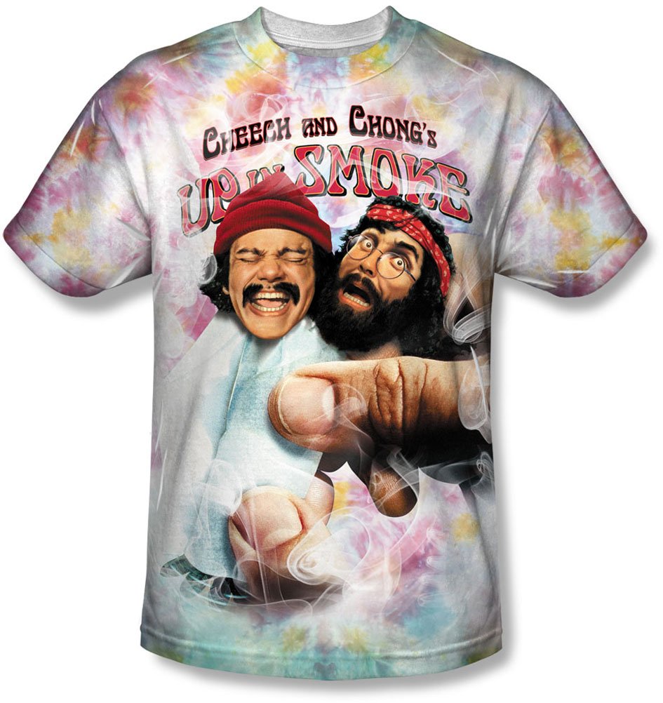 Cheech & Chong - Mens Fried Tie Dyed T-Shirt, Small, White
