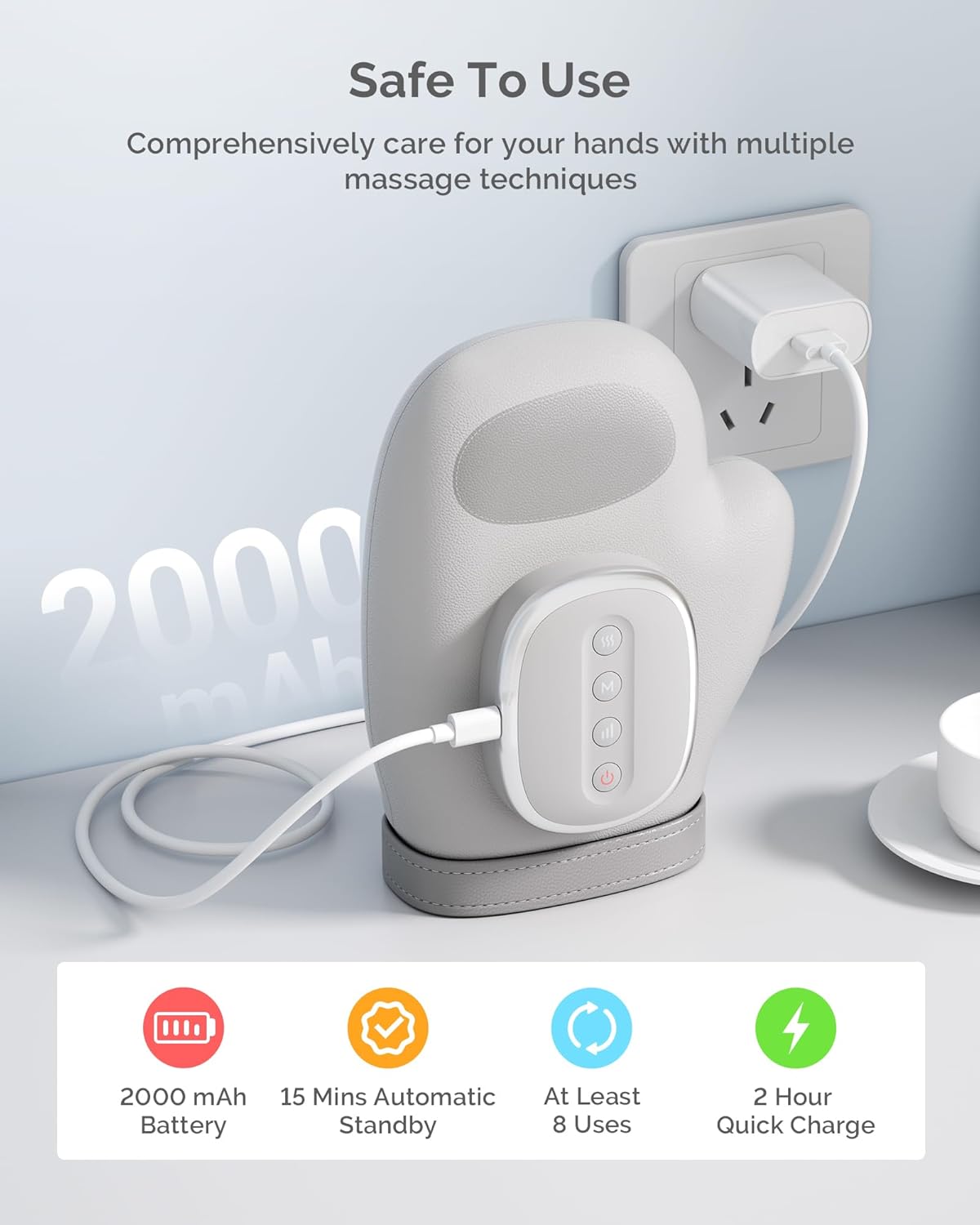 AIRSEE Hand Massager with Heat and Compression for Arthritis Carpal Tunnel Relief, 3 Massage Modes 3 Heating Levels 5 Intensities, Cordless Rechargeable Portable Pain Relief, Gift for Women Men - Image 7