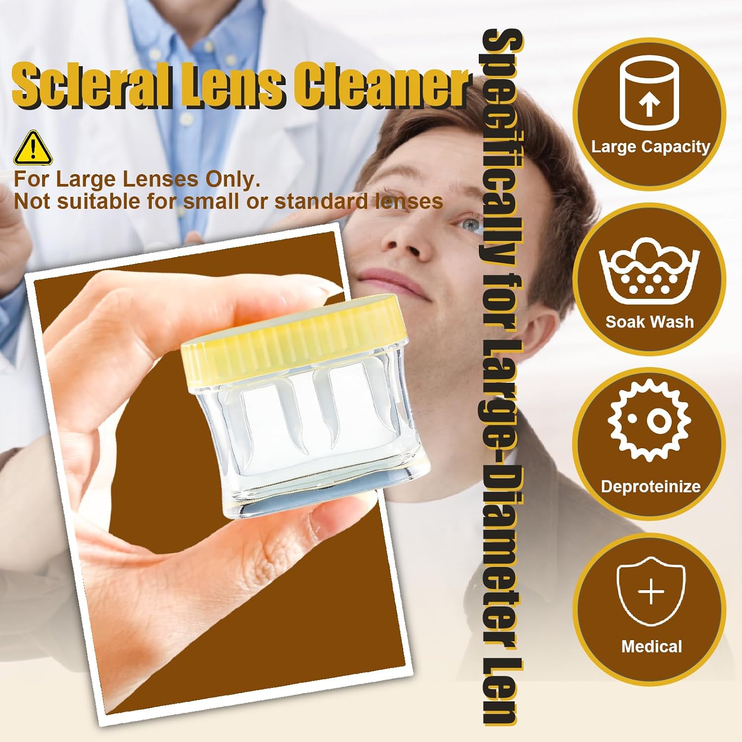 2Pack Hard Contact Lens Protein Removal Case, Contact Lens Washer Deep Cleaning Biweekly Contact Lens Cleaner Solution Large Capacity Soaking Storage Case Removes Protein(Only for Scleral)