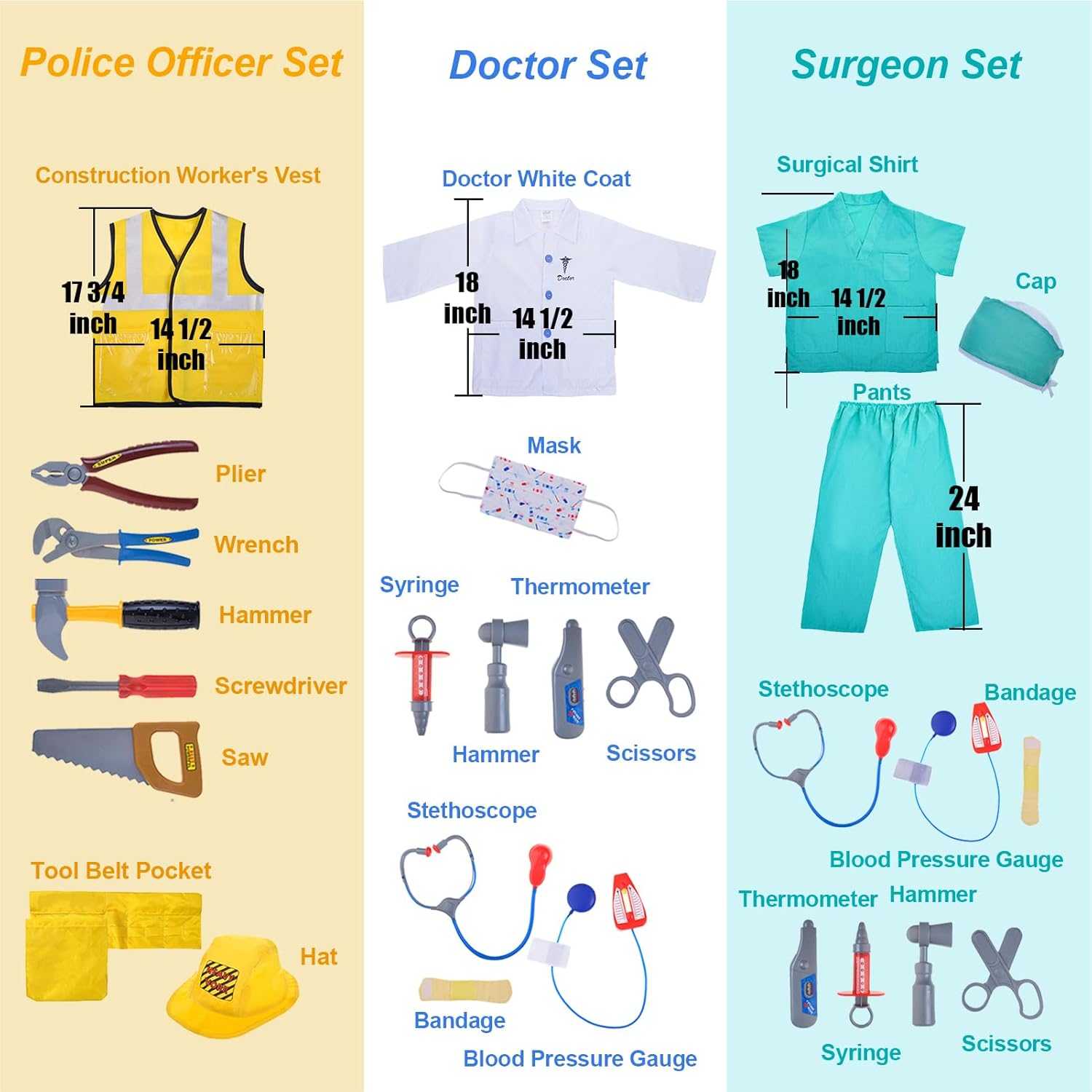 TopTie 6 Sets Halloween Kids Costumes with Gift Box, Dress Up Pretend Play Uniforms with Accessories Aged 3-7 - Image 4