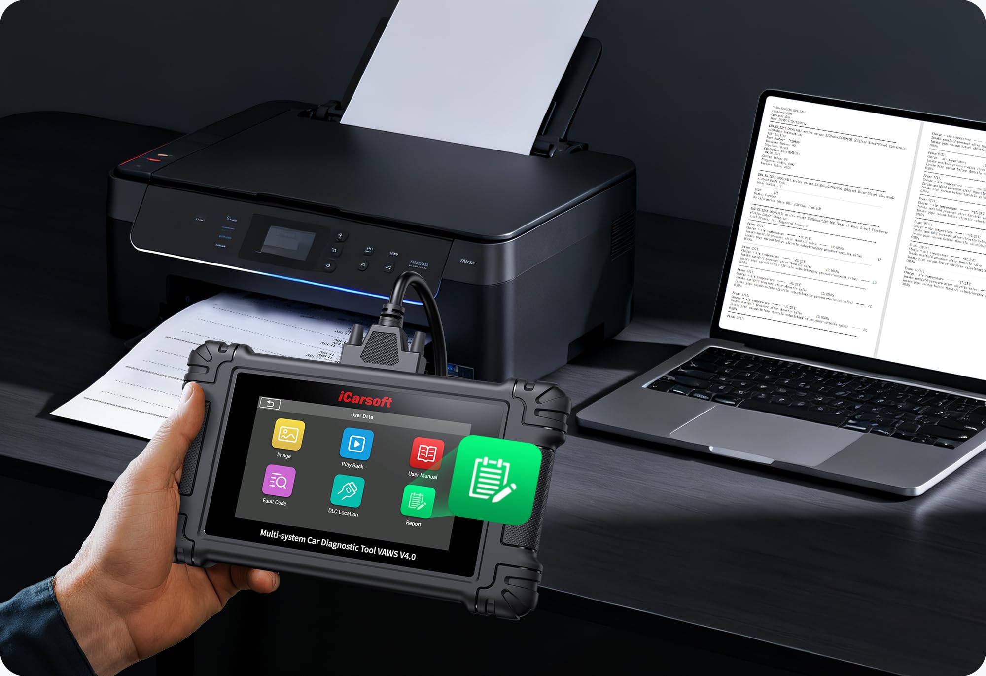 iCarsoft VAWS V4.0 Diagnosegerät für VW Audi Skoda Seat – Profi OBD2 Scanner mit Service Reset, Fehlercode-Auslese/Löschen, Ölservice, EPB, DPF, Batterie-Test, Vollsystem Diagnose Tool
