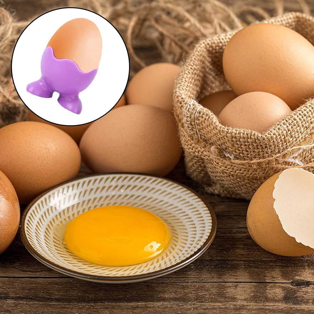 Portauovo In Silicone Per Uova Sode - Set Da 6 Pezzi (Rosso, Viola, Verde) - Simpatici Sottouova Per Colazione
