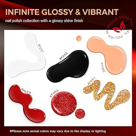 🔥Summer 2025 Nail Colors! Red, Black, White & Gold Glitter Polish Set