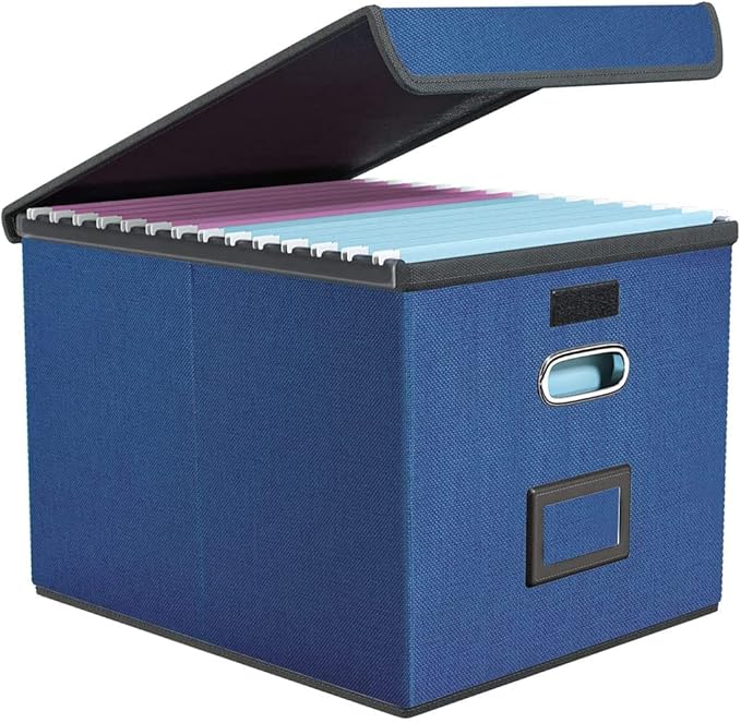 Okydoky Portable File Organizer Box with Lids, Collapsible Linen