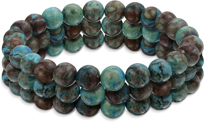 Stackable Genuine Gemstone Bead Stretch Bracelets Stackable (8MM Set of 3)