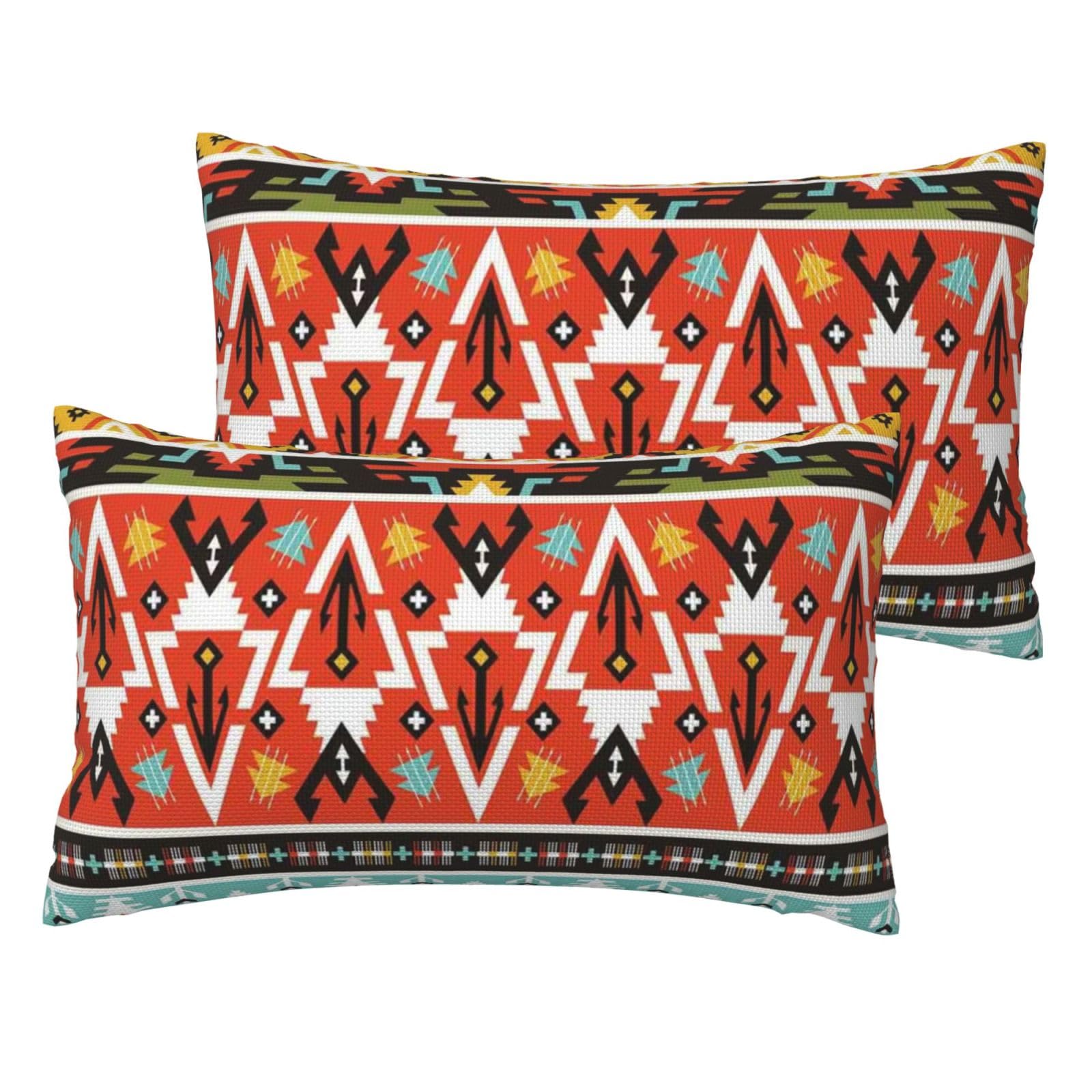 Housses de coussin imitation lin plumes bohèmes déco
