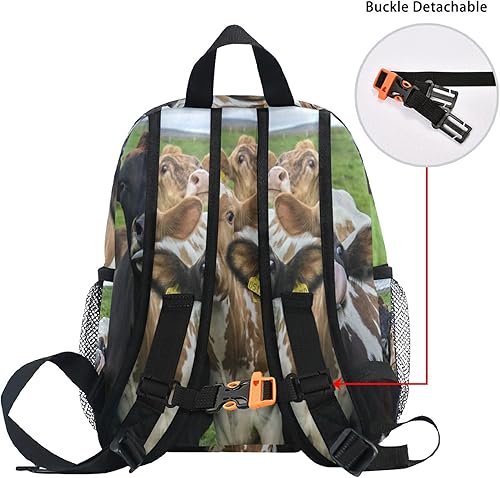 Miniatura 6 de TropicalLife Mochila escolar para niños y niñas, con correa para el pecho, soporte para botella para preescolar, Animal Cow, Mochilas de mochila