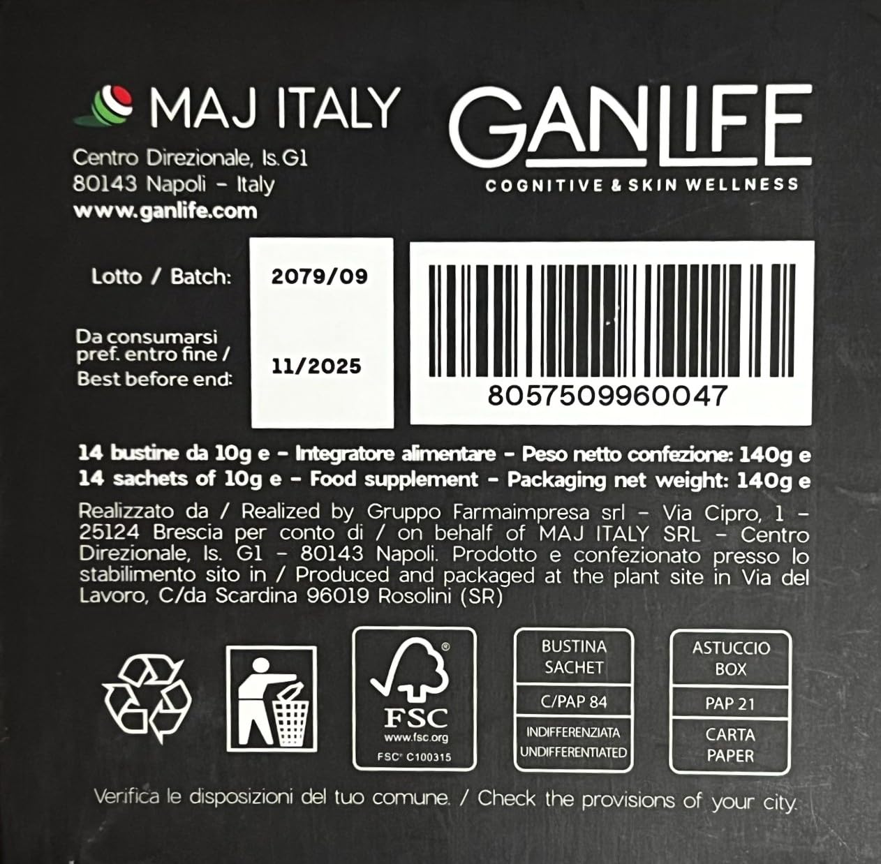Yang, Integratore Alimentare Con Collagene Marino 5 gr e Antiossidanti, per Buon Umore, Con Polidatina, Zafferano, Melissa, Carnitina e Vit. C, 14 Bustine da 10gr