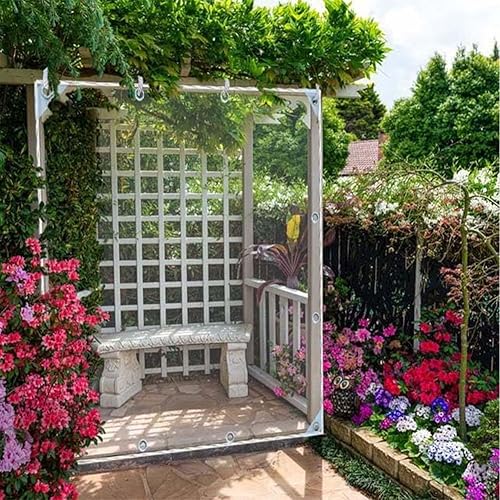 Miniatura 7 de Lona transparente de vinilo impermeable resistente de 14 mil de grosor, lona de vidrio de 4.5 x 6.5 pies con ojales de metal, protege contra el