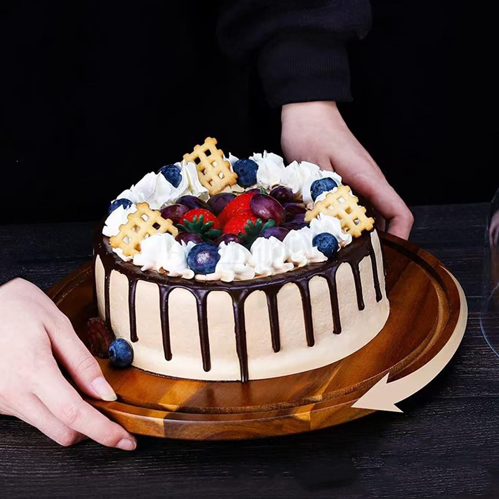 Kuchenständer aus Holz mit Drehfunktion, geeignet für Partys und Feiern, Küchen Backutensilien