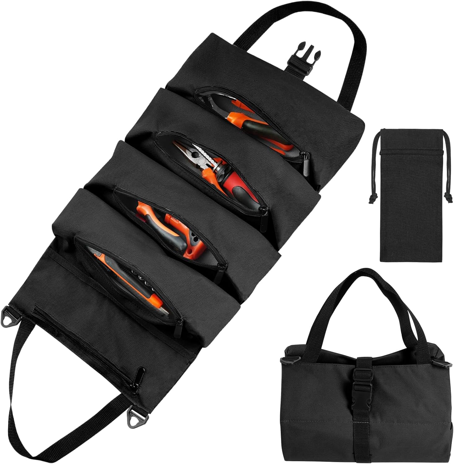 Flintronic Tool Bag, Portable Roll Up Pouch with Small Storage Bag