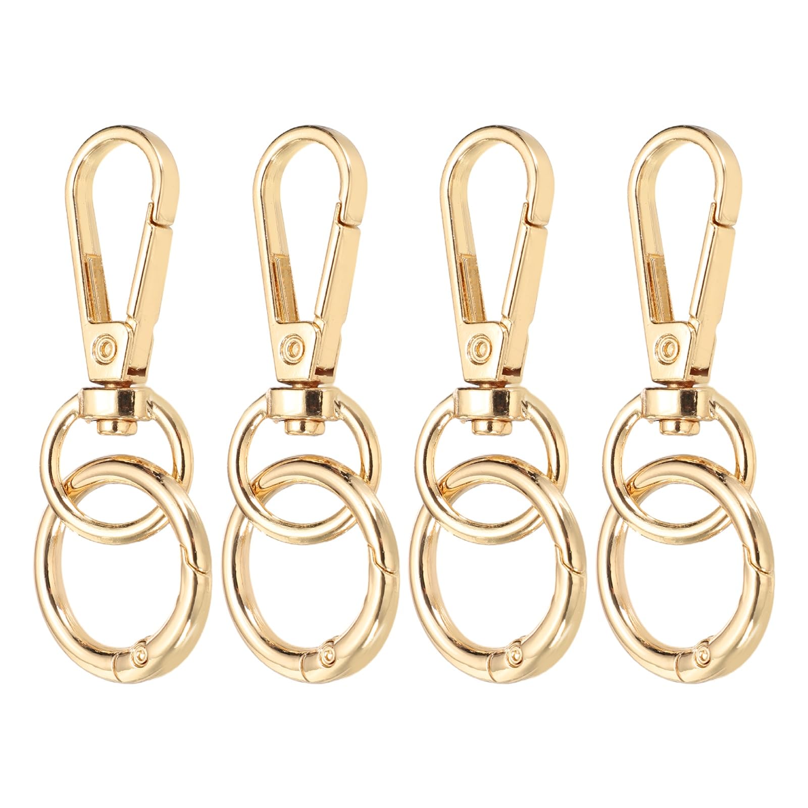 sourcing map 4Pcs Swivel Clasp Clip, 2.4" Snap Hook with O Spring Ring Metal Double Opening Key Chain Clip Lobster Claw Clasps for DIY Crafts Bags Jewelry Lanyards, Light Gold