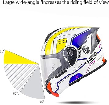 Motorcycle Helmet Flip Up Helmets ECE Approved Double Visor Anti-Fog Modular Helmet Motorcycle Helmet Full Face Helmets Scooter Helmet Scooter Helmet Moped Helmet F,XL