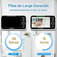 Vista 3 de HelloBaby Monitor de Bebé Mejorado de 5'' con Batería de 30 Horas, 2 Cámaras Pan-Tilt-Zoom, Rango de 1000 pies Monitor de Video y Audio para Bebé