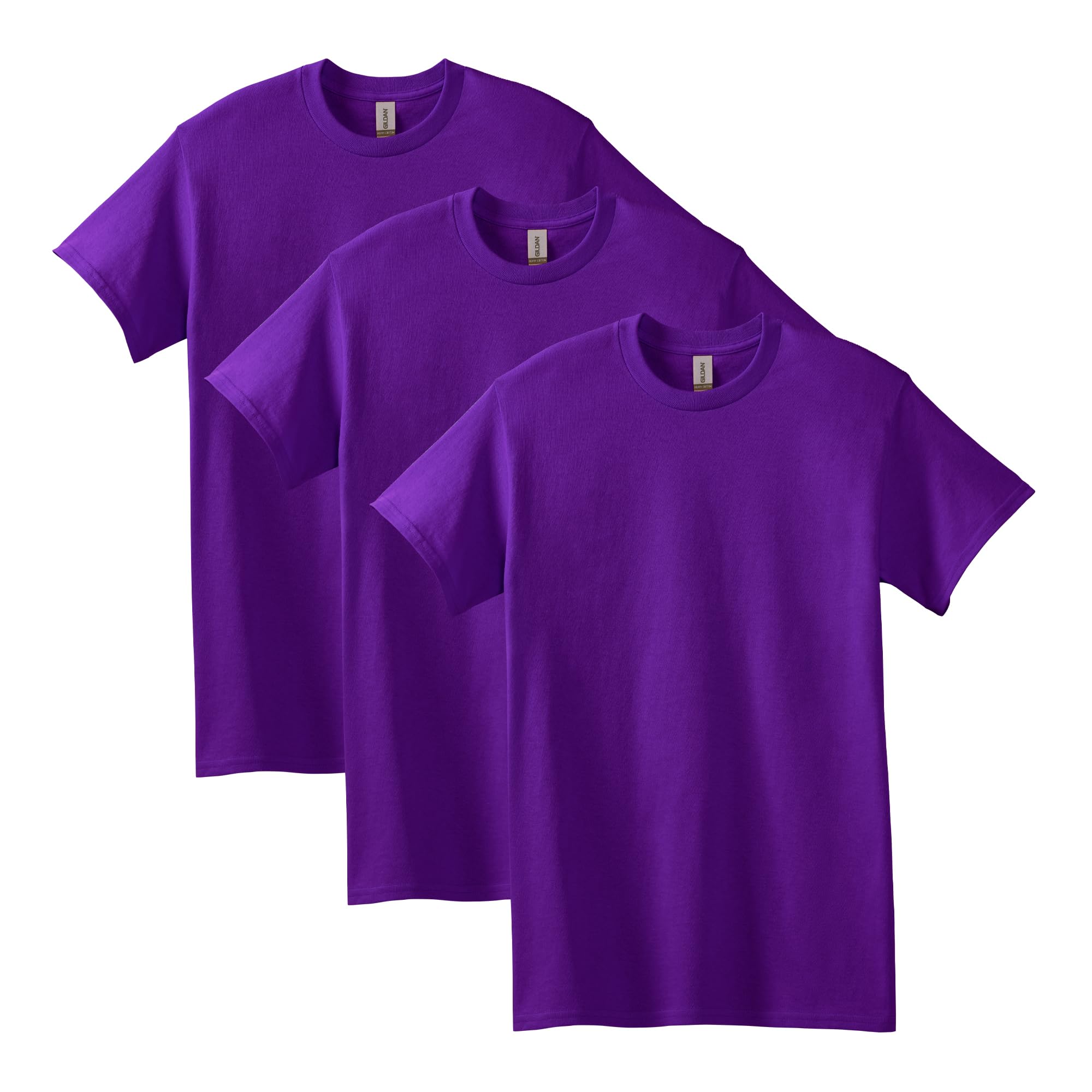 Gildan Heavy Cotton T-Shirt, Style G5000, Multipack, Purple (3 Pack), L (Pack of 3)