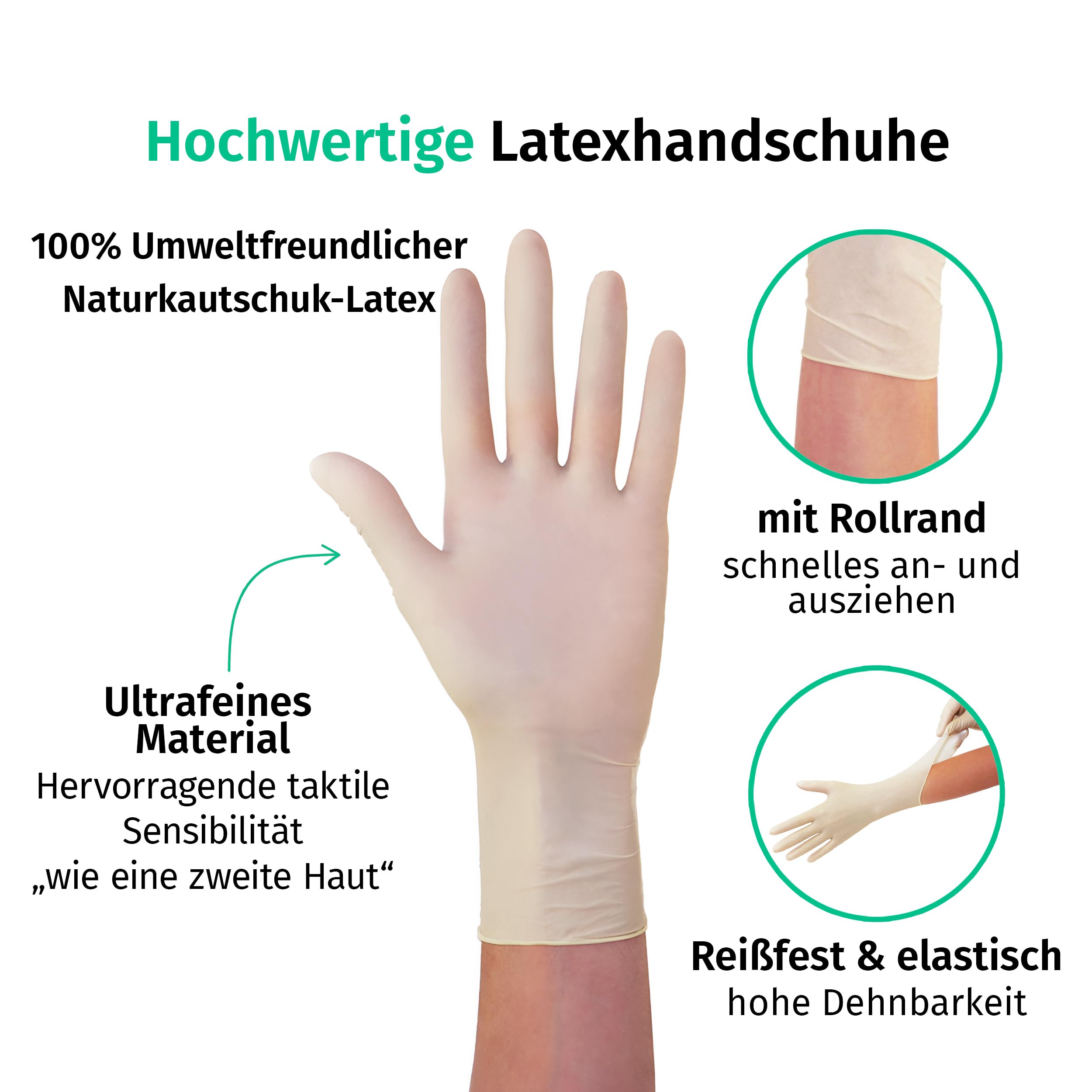 SF Latexhandschuhe S Weiß – 1000 Stück Einweghandschuhe, Einmalhandschuhe, Latex Handschuhe, Gummihandschuhe für Medizin, Reinigung, Küche, Kosmetik, Tattoo & Haushaltsarbeiten – Puderfrei, Reißfest