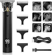 Tondeuse Cheveux Hommes,Tondeuse Barbe Electriques Professionnelle,Tondeuse à cheveux sans fil rechargeable par USB avec écran LCD,Avec 3 Peignes de Guidage,cadeau de fête des pères