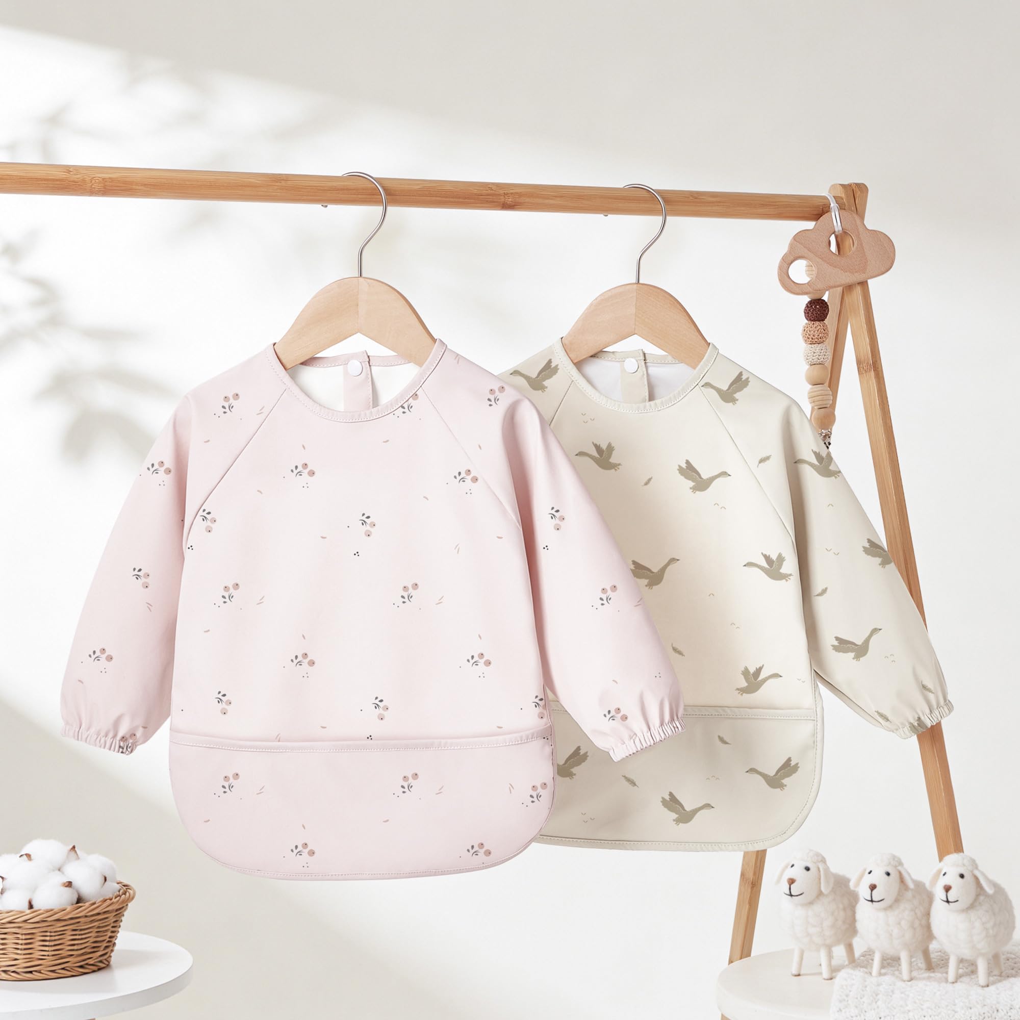 bearmoss Bavoir Manche Longues Bébé BLW Bavette de Sevrage Imperméable PU Bébés Enfants