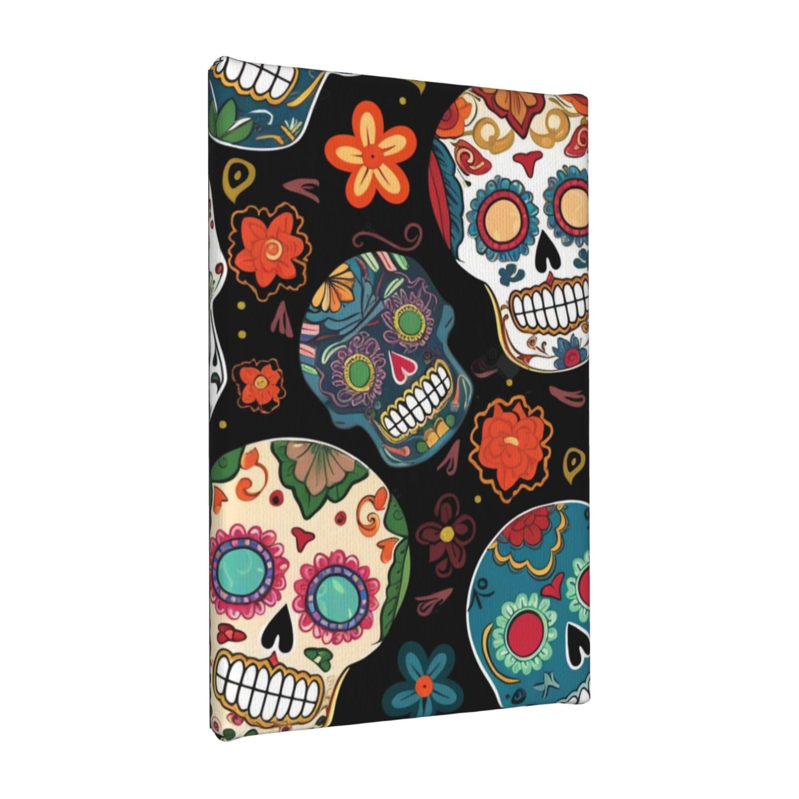 YKLJG sugar skulls Printed Wall Art Canvas Painting 20x30 CM Wooden Framed Picture Painting Artwork Prints for Bedroom Kitchen Home Office Decor