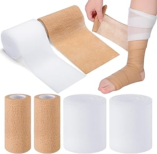 Geiserailie 4 Pcs 2 Layer Compression Bandage System Lymphedema Wraps for Legs Compression Wraps Lower Leg System Medical ...