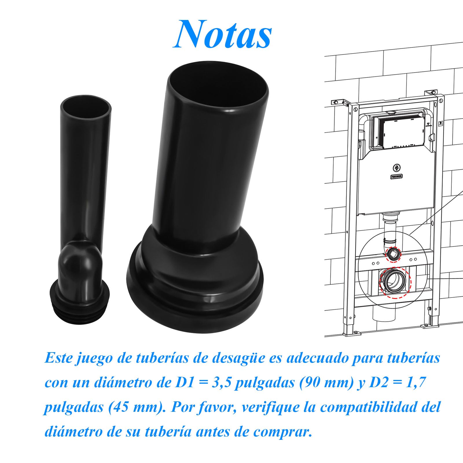 Kit de Conexión para WC Suspendido – Compatible con Geberit 405.116.00.1, Kit de Conexión para WC, con Material de Fijación, Tubo de Conexión para WC.