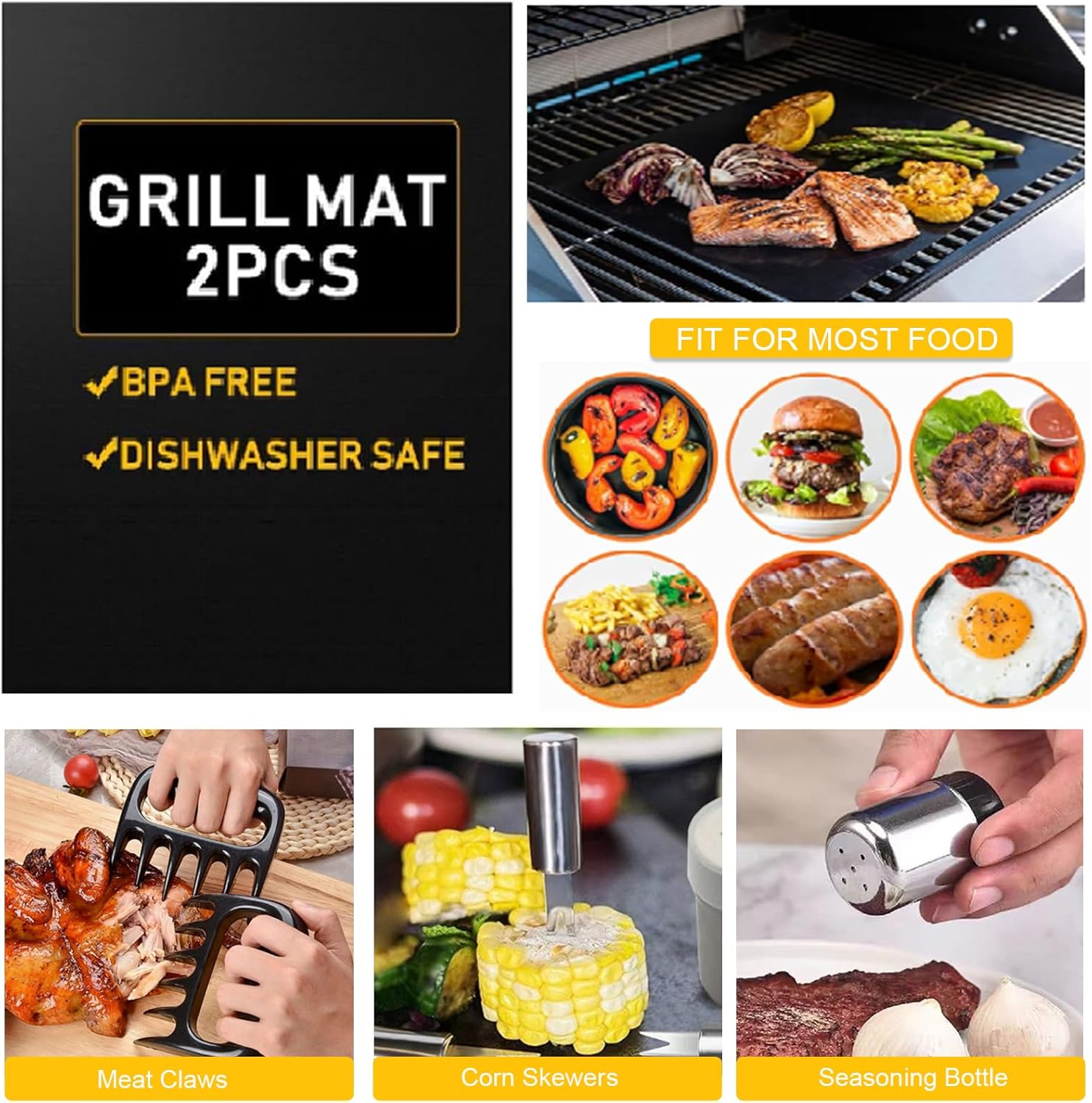30PCS Portable Grilling Accessories Kit,BBQ Accessories Set with Storage Bag,Stainless Steel Barbecue Tool Set with Apron, for Outdoor,Camping,Backyard Grill Accessories Sets,Man Best Barbecue Gift - Image 6