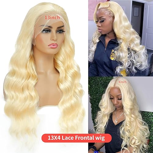 Miniatura 3 de Peluca de cabello humano rubio con encaje frontal de 13 x 4 180  de densidad 613 ondulado HD transparente encaje frontal cabello humano prearrancado