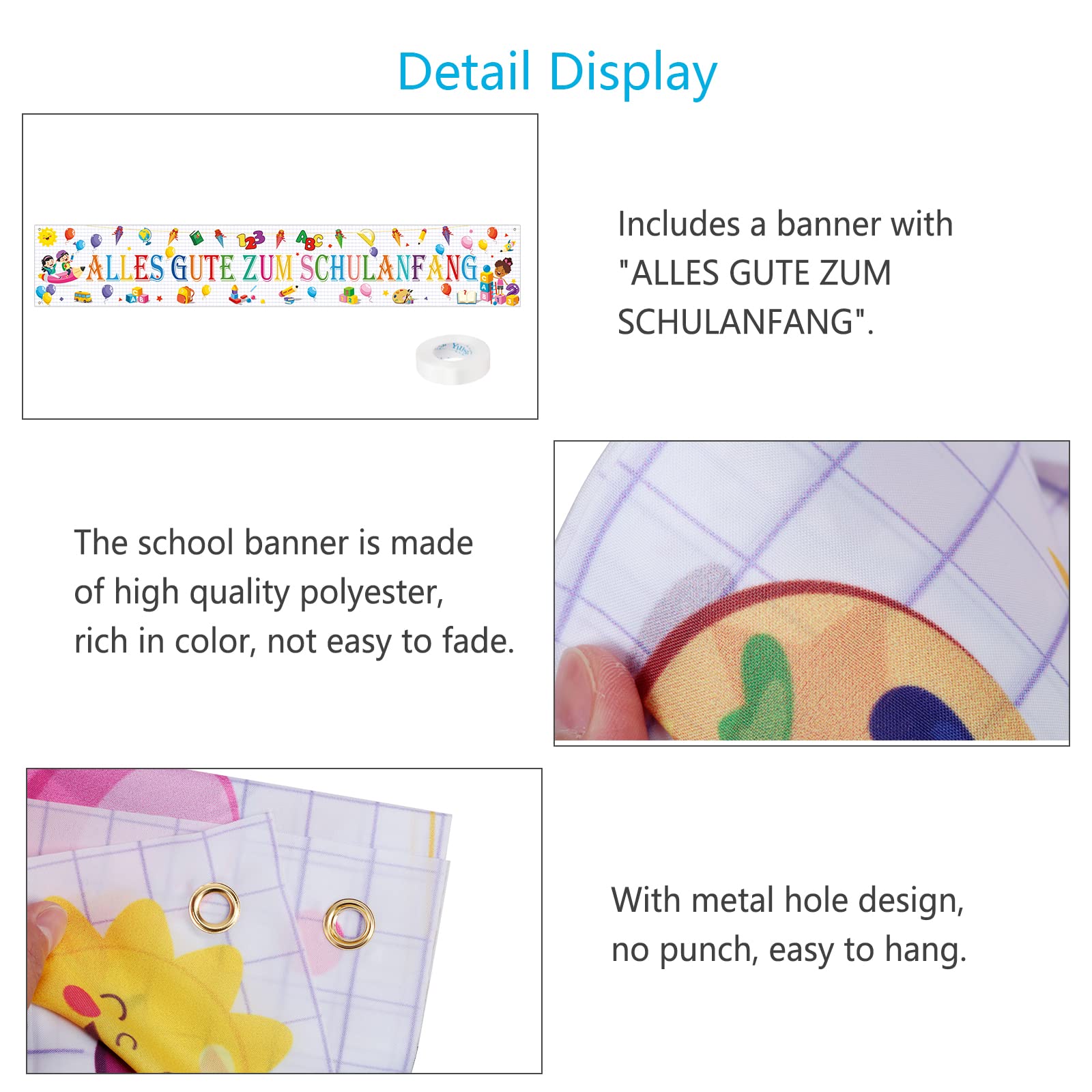 LAMEK Alles Gute Zum Schulanfang Banner 300x50cm Einschulung Willkommen Girlande Banner Schuleinführung Extra Lange Hintergrund Schulkind Schulstart Deko für Schultag Jungen Mädchen, Weiß