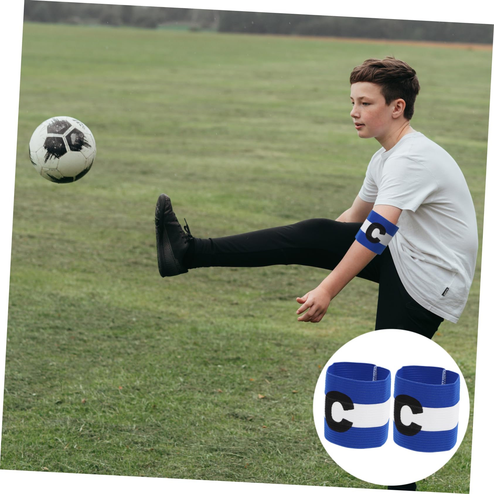 INOOMP Soccer Team Captains Arm Sleeves 2pcs Elastic Football Wristbands Sports Accessories for Players