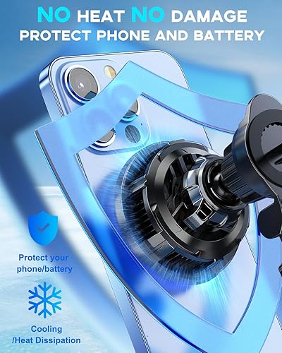 Miniatura 8 de Cargador inalámbrico magnético de refrigeración para automóvil TEC y ventilador actualizado 2026, para montaje de cargador de automóvil MagSafe,