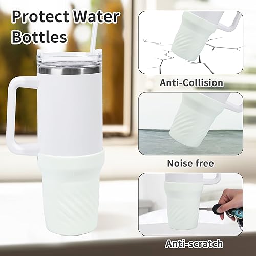 Miniatura 4 de Botas de silicona para Stanley Cup de 40 onzas, funda de bota beige para Stanley H2.0 y accesorios de vaso de aventura Quencher (crema, 40 onzas)