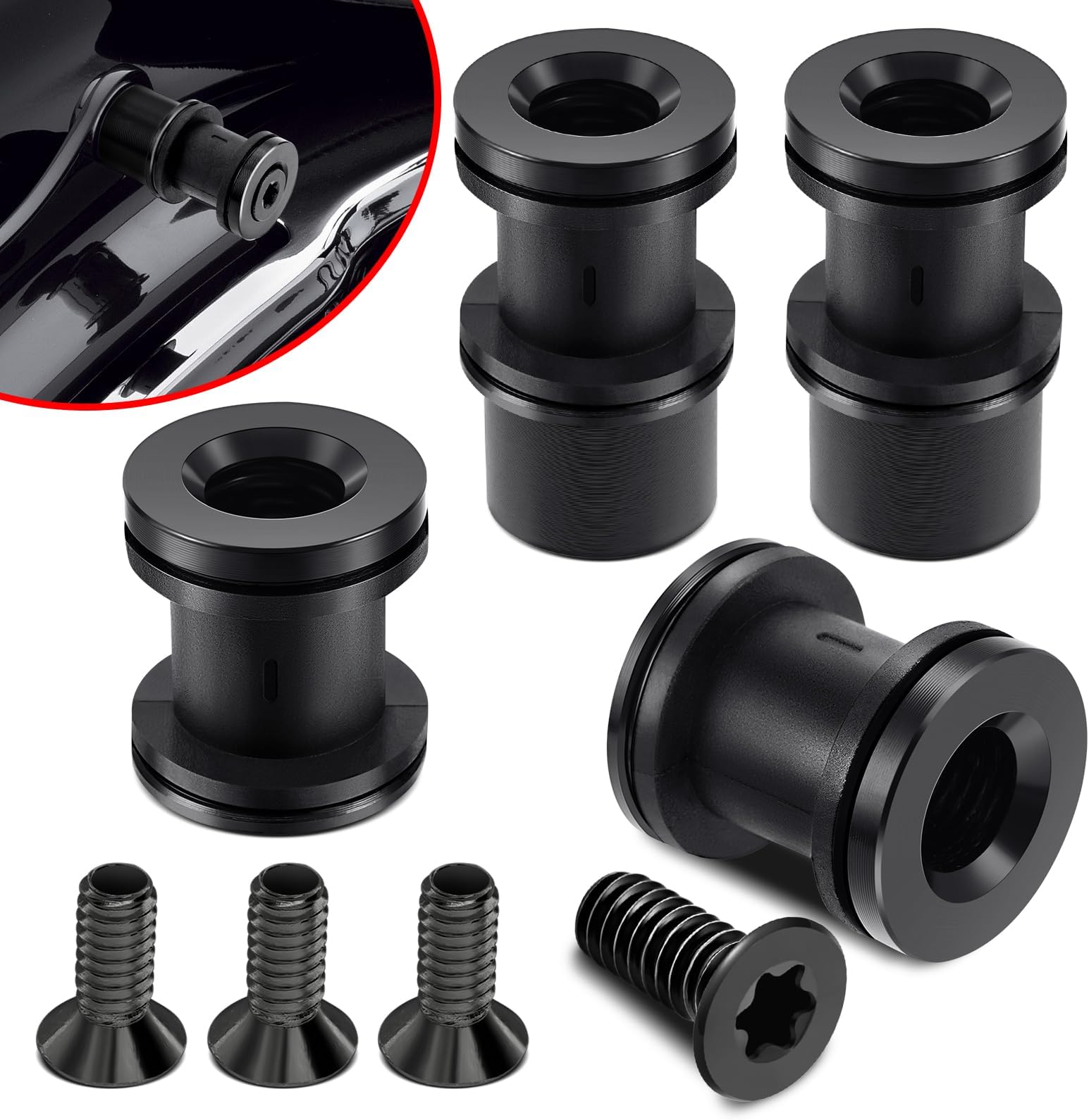 4 Point Docking Hardware Kits Quick Release Sissy Bar Luggage Rack Motorcycle Fit For Harley Touring Street Glide Electra Glide Road Glide Road King 2009-2024 Black