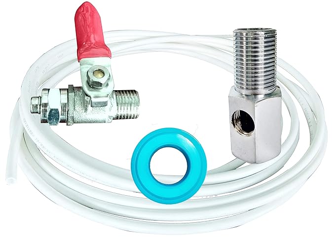 Aqualex, Pokar RO 5 Meter 3/8 (10mm) Pipe (Tubing)+ 3/8 (10mm) Matel Valve + Nipple (Couplin)+ Teflon Tape for RO/UV Water Purifier