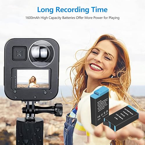 Miniatura 4 de Paquete de 2 baterías mejoradas para cámara GoPro Max 360 con cargador USB de 2 canales compatible con batería GoPro Max 360 ACDBD-001, ACBAT-001