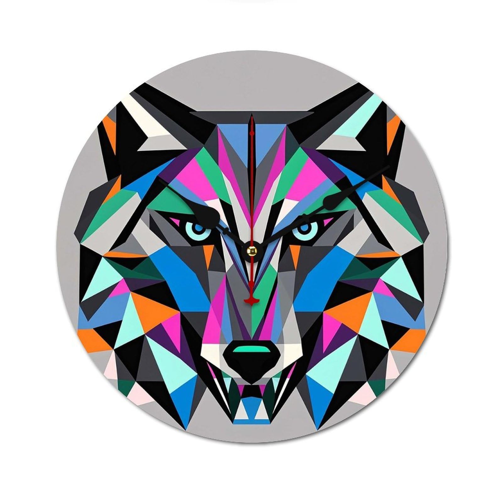 Horloge loup bête bois 60 cm horloge élégante sans échelle salon maison