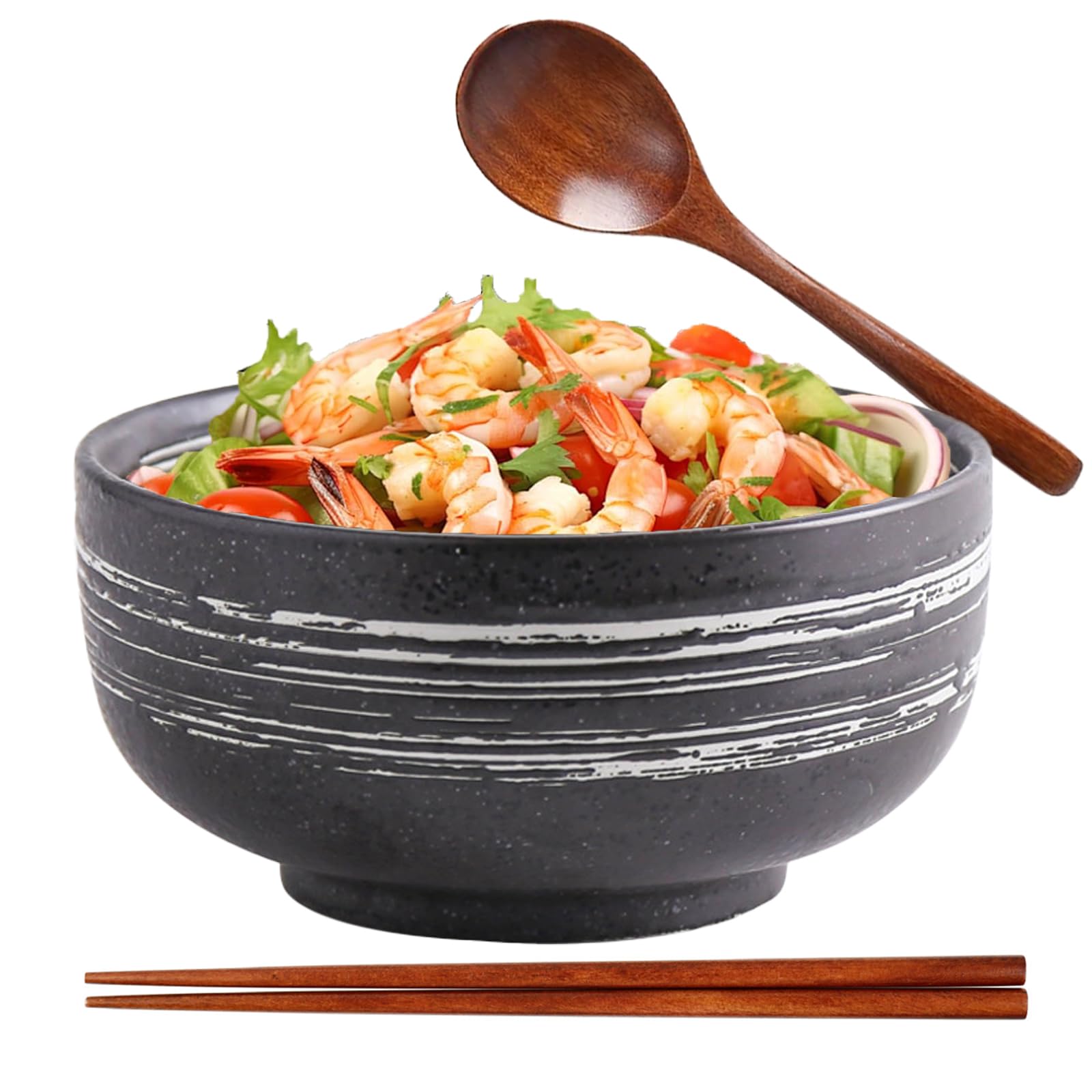 Japanese Ceramic Ramen Bowl Set With Spoon and Chopsticks - Porcelain Soup Bowl
