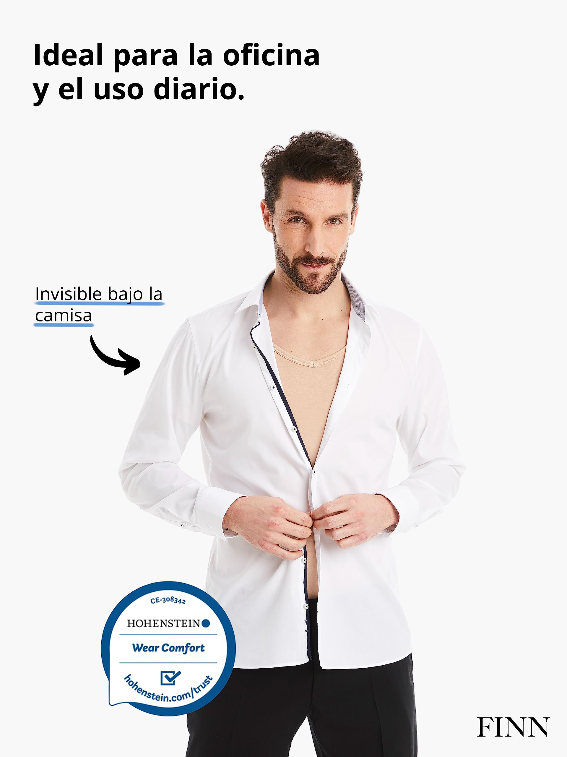FINN Camiseta Interior Business Hombre sin Mangas con Cuello en V - Camiseta Interior de Tejido Original Lenzing® Modal - la Camiseta Debajo de Camisas y Trajes