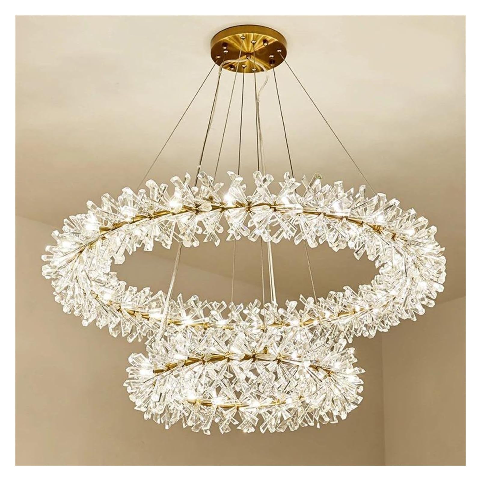 LED postmodernistyczny kryształowy pierścień na szczęście LED żyrandol oświetlenie Lustre zawieszenie oprawa Lampen do jadalni (100cm proste)