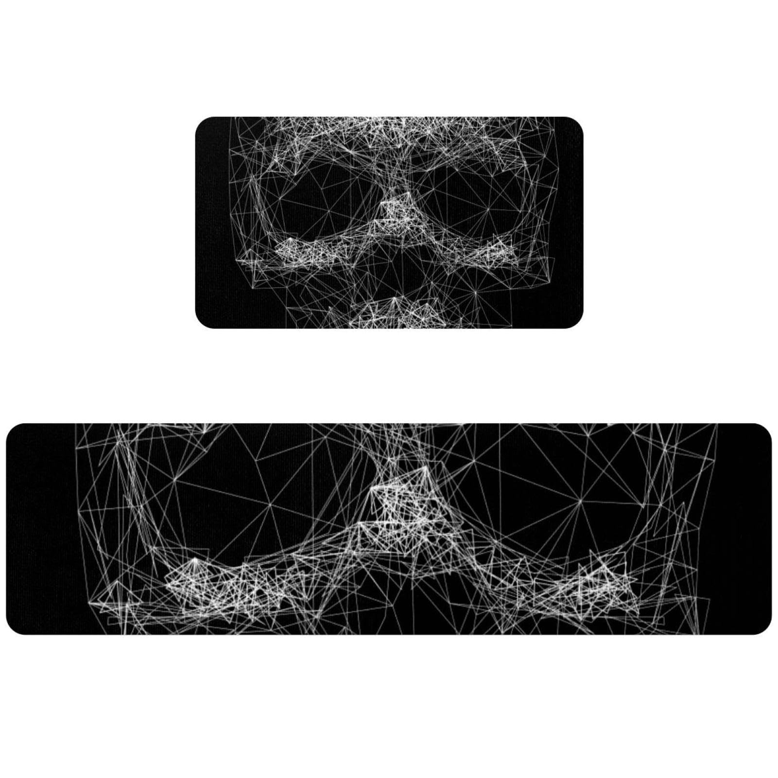 Tapis de cuisine lavable antidérapant lot de 2 absorbants tapis couloir buanderie noir crâne