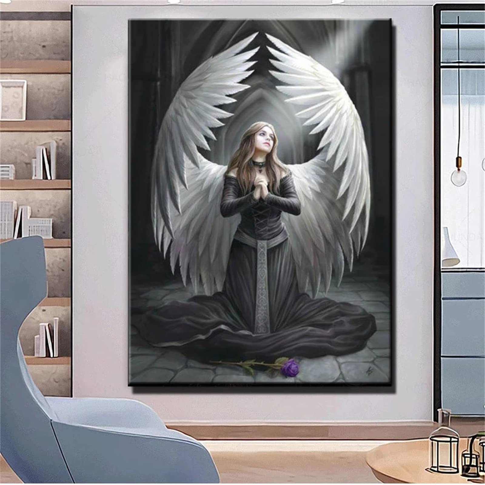 Kit De Pintura Con Diamantes Para Adultos Y Niños - Diseño ángel, 40x60cm, Incluye Todo Para Crear Cuadro Brillante
