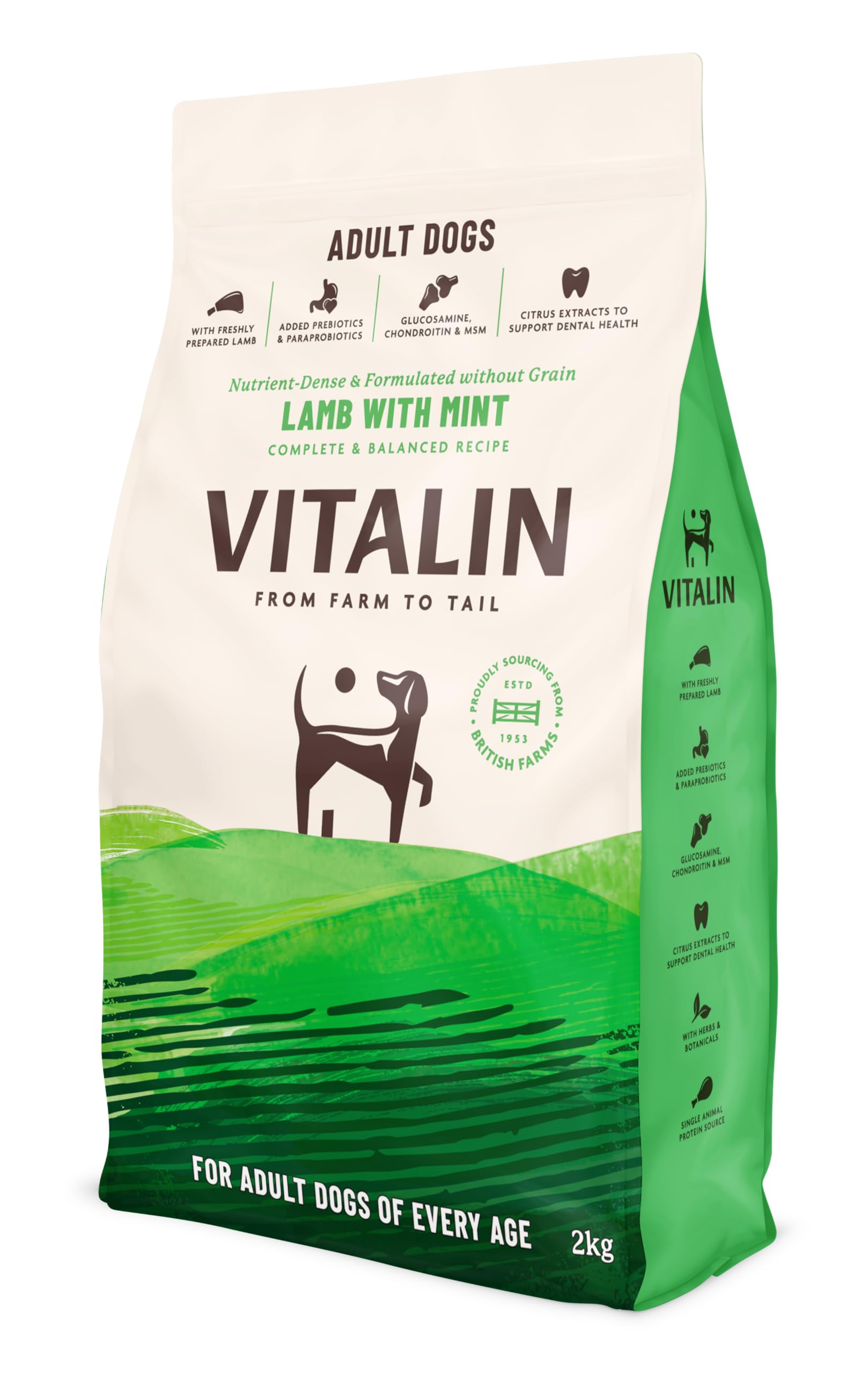Vitalin Adult Small Breed Lamb & Mint Premium Dog Food - 2kg (Pack of 4)
