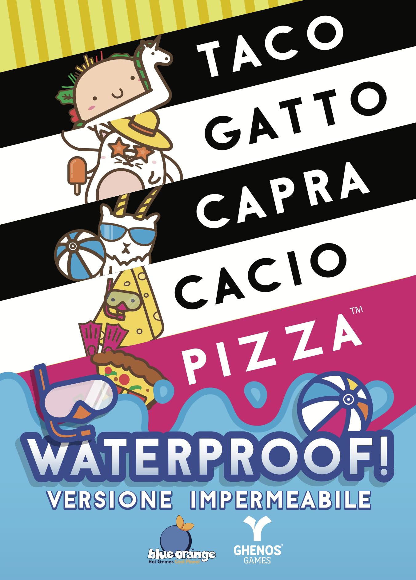 Taco Gatto Capra Cacio Pizza Waterproof - Gioco di carte per Adulti e Bambini dagli 8 Anni - 2-8 Giocatori - Durata 10min - Edizione Italiana