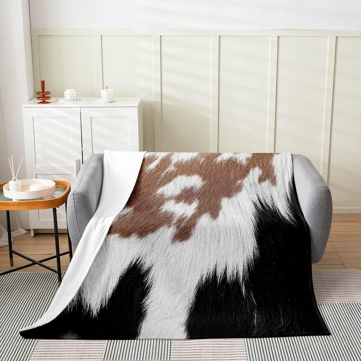 Fur Print All Season Bed Blanket,3D Wildlife Decor Fleece Throw Blanket Wild Animal Flannel Fuzzy Blanket for Kids Boys Girls,Cattle Fur Microfiber Plush Blanket Room Decor Twin 60"x80" Mult