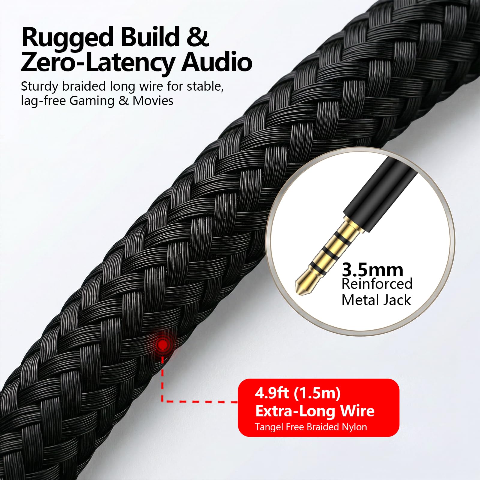 URBAN SWING W2 Słuchawki USB C, przewodowe nauszne, adapter AUX Plus USB-C 3,5 mm, przewodowy zestaw słuchawkowy z mikrofonem, wytrzymały, bardzo długi kabel o długości 1,5 m, do konsol do gier