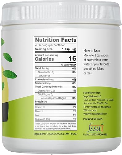 Miniatura 2 de Vegs Graviola - Polvo de hoja de guanábana  The Single Origin, True Green, polvo de hojas de graviola orgánica, guanábana seca suave y de alta