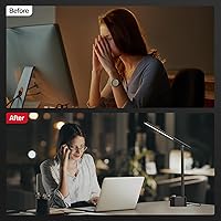Vista 4 de Honeywell LED Desk Lamp - Sunturalux Desk Lamps for Home Office with USB A+C Charging Ports, Stepless Dimmable Eye-Caring Foldable Desk Light for