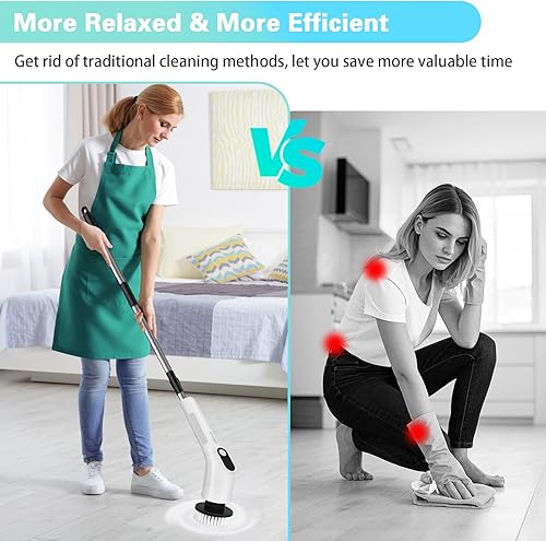 Miniatura 4 de LICHIFIT Limpiador eléctrico giratorio, cepillo de limpieza de ducha inalámbrico impermeable con cabezales de cepillo reemplazables y mango de